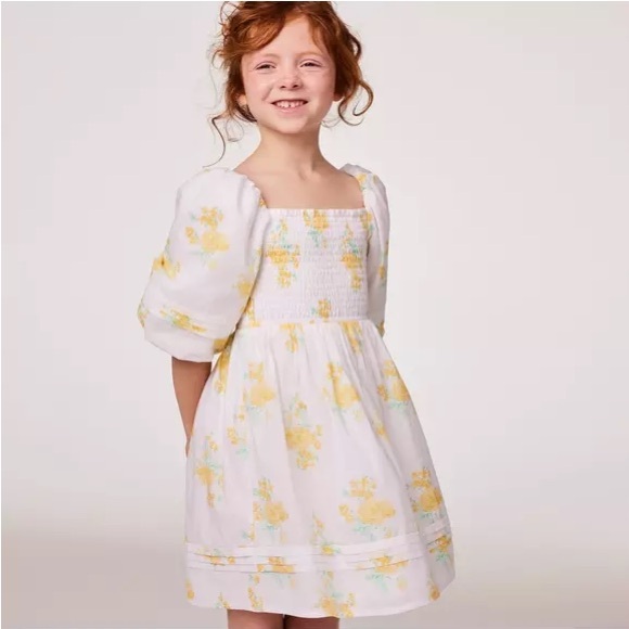 THE NATALIE FLORAL SMOCKED BUBBLE SLEEVE DRESS sz 5 - Picture 6 of 9